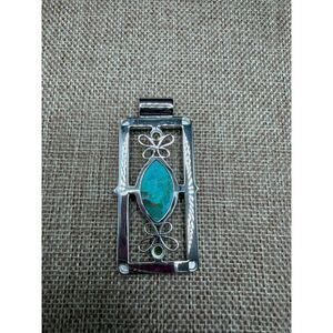 Jay King Sterling Silver Turquoise & Peridot Inlay Pendant – Collector’s Estate